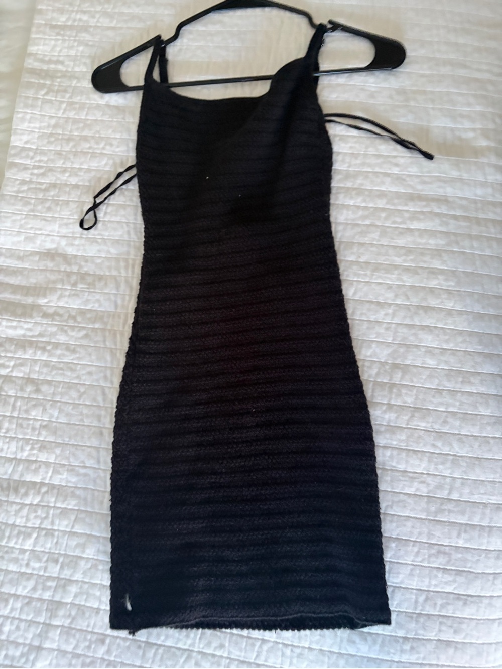 Cotton On Black Ribbed Knit Mini Halter Dress